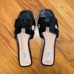 Steven by Steve Madden Black Croc Sandals